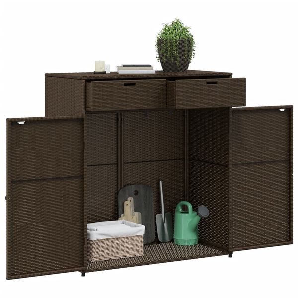 vidaXL Garden Storage Cabinet Brown 105x55x113 cm Poly Rattan