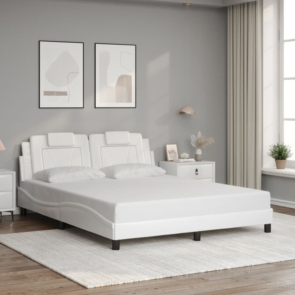 vidaXL Bed Frame without Mattress White 152x203 cm Faux Leather