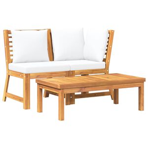 vidaXL 3 Piece Garden Lounge Set with Cream Cushion Solid Acacia Wood