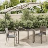 vidaXL 3 Piece Garden Dining Set with Cushions Grey Poly Rattan