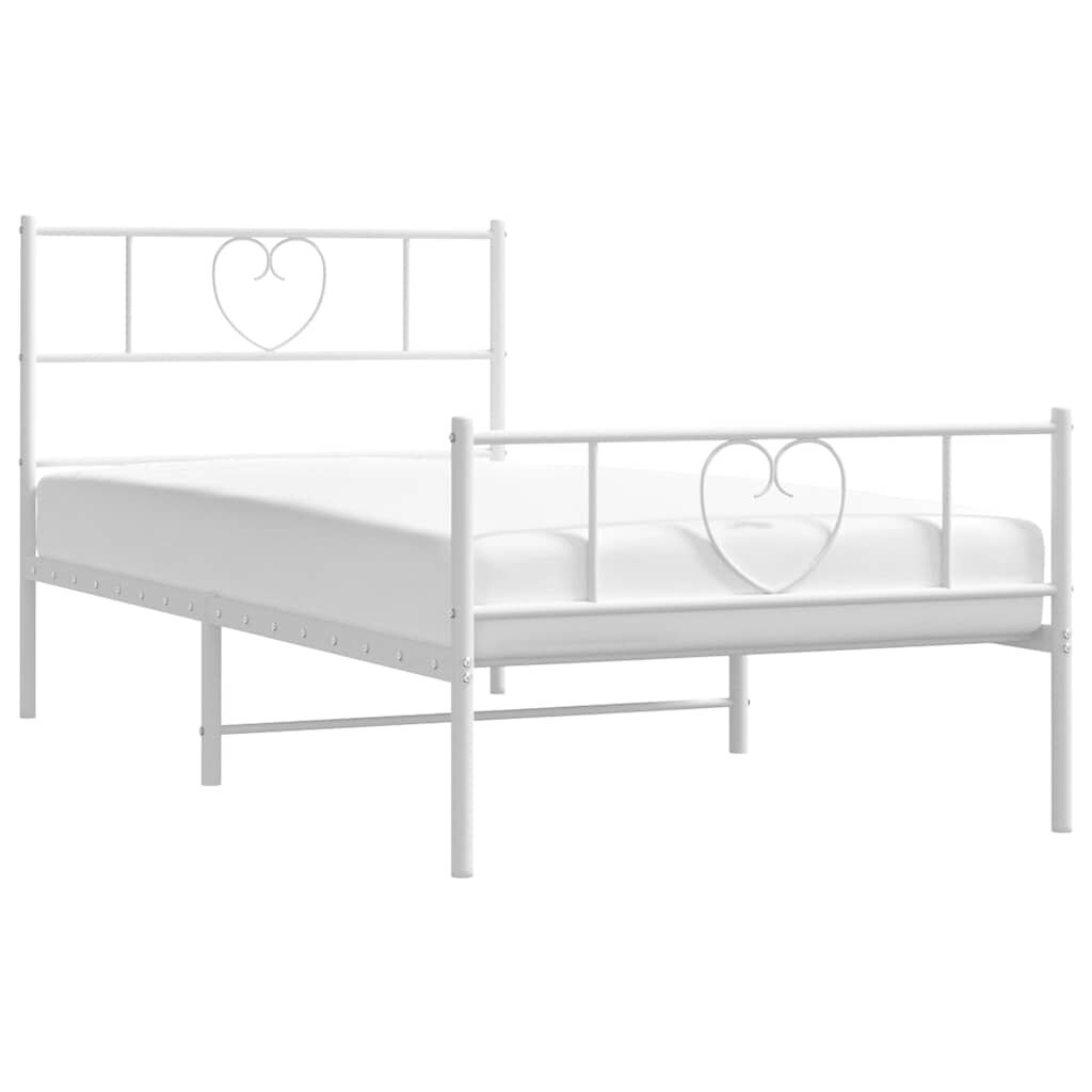 vidaXL Metal Bed Frame without Mattress with Footboard White 100x190cm