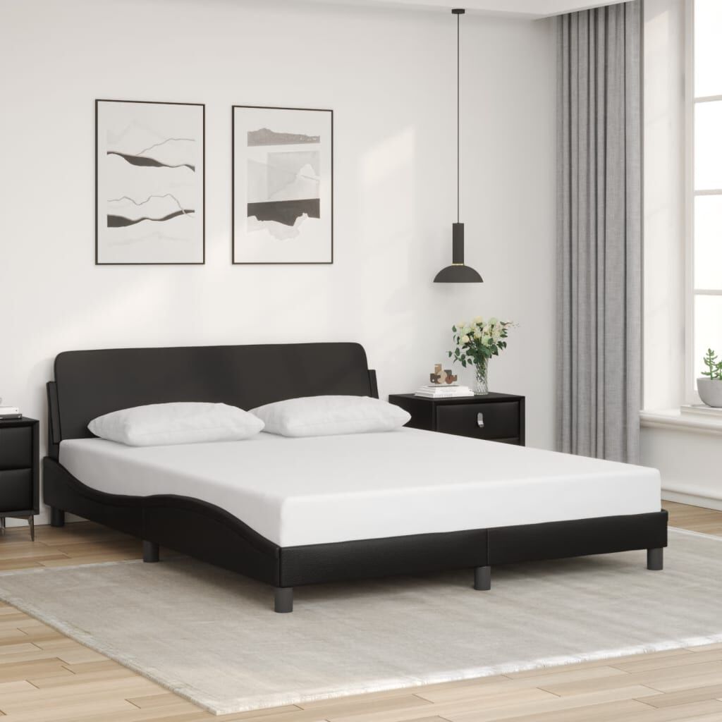vidaXL Bed Frame without Mattress Black 152x203 cm Queen Faux Leather