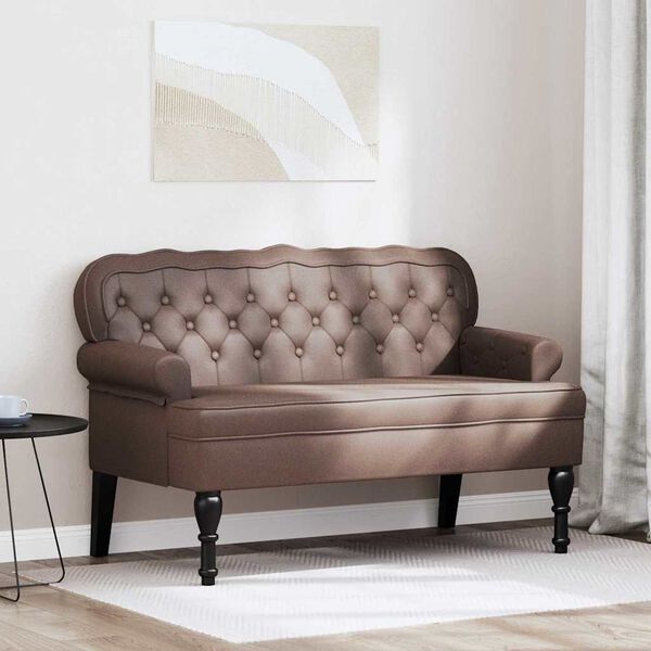 vidaXL Chesterfield Bench Brown 119.5 x 64.5 x 75 cm Faux Leather