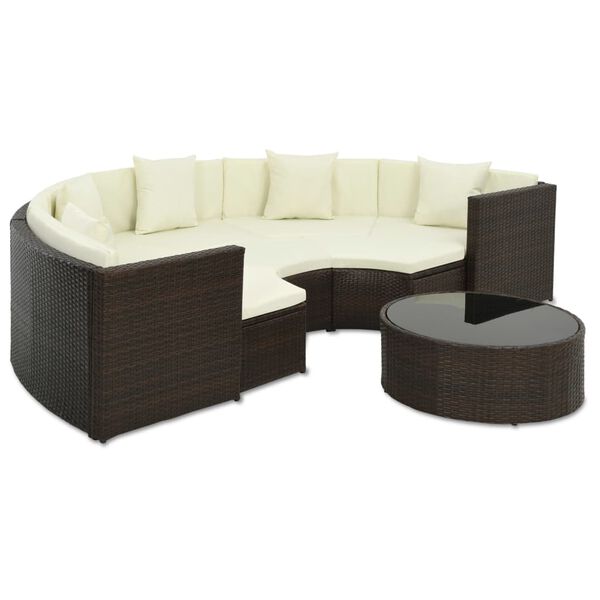 vidaXL 7 Piece Garden Lounge Set with Cushions Poly Rattan Brown