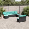 vidaXL 9 Piece Garden Sofa Set with Cushions Black Poly Rattan