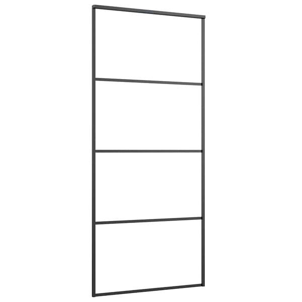 vidaXL Sliding Door Aluminium and ESG Glass 90x205 cm Black