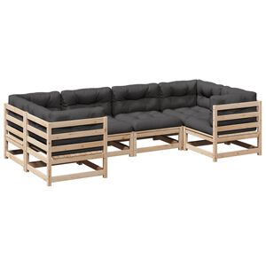 vidaXL 6 Piece Garden Sofa Set with Cushions Solid Wood Pine