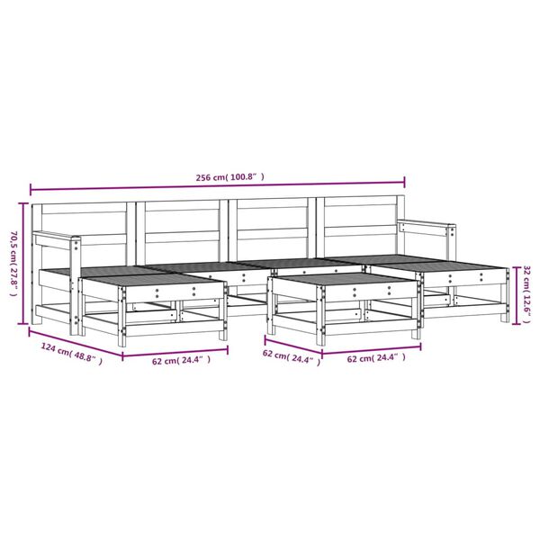 vidaXL 7 Piece Garden Lounge Set White Solid Wood Pine