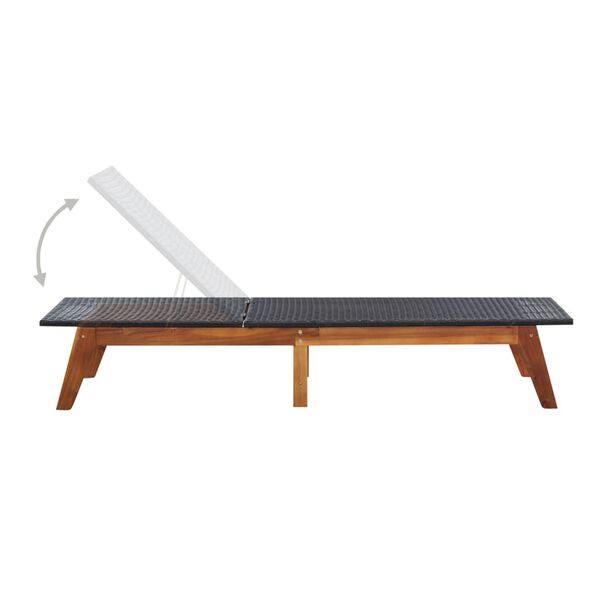 vidaXL Sun Lounger with Cushion Poly Rattan and Solid Acacia Wood