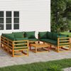 vidaXL 9 Piece Garden Lounge Set with Green Cushions Solid Wood