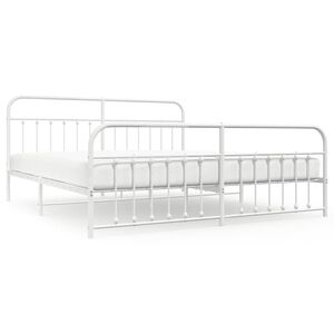 vidaXL Metal Bed Frame without Mattress with Footboard White 193x203cm