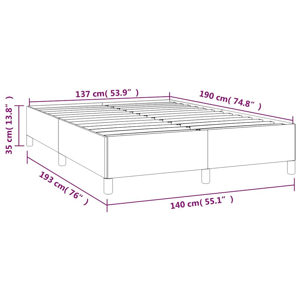vidaXL Bed Frame without Mattress Light Grey 137x190 cm Full Fabric