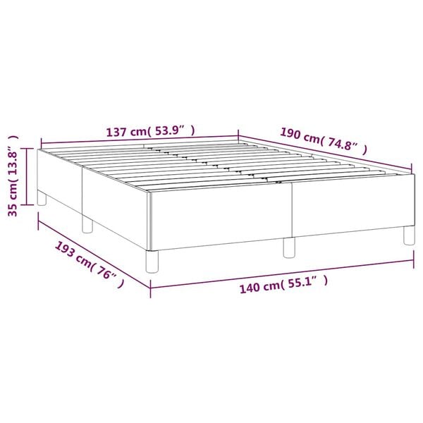 vidaXL Bed Frame without Mattress Light Grey 137x190 cm Full Fabric