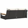 vidaXL Swing Bench with Cushions Black 109x62x40 cm Poly Rattan