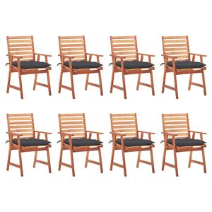 vidaXL Outdoor Dining Chairs 8 pcs with Cushions Solid Acacia Wood
