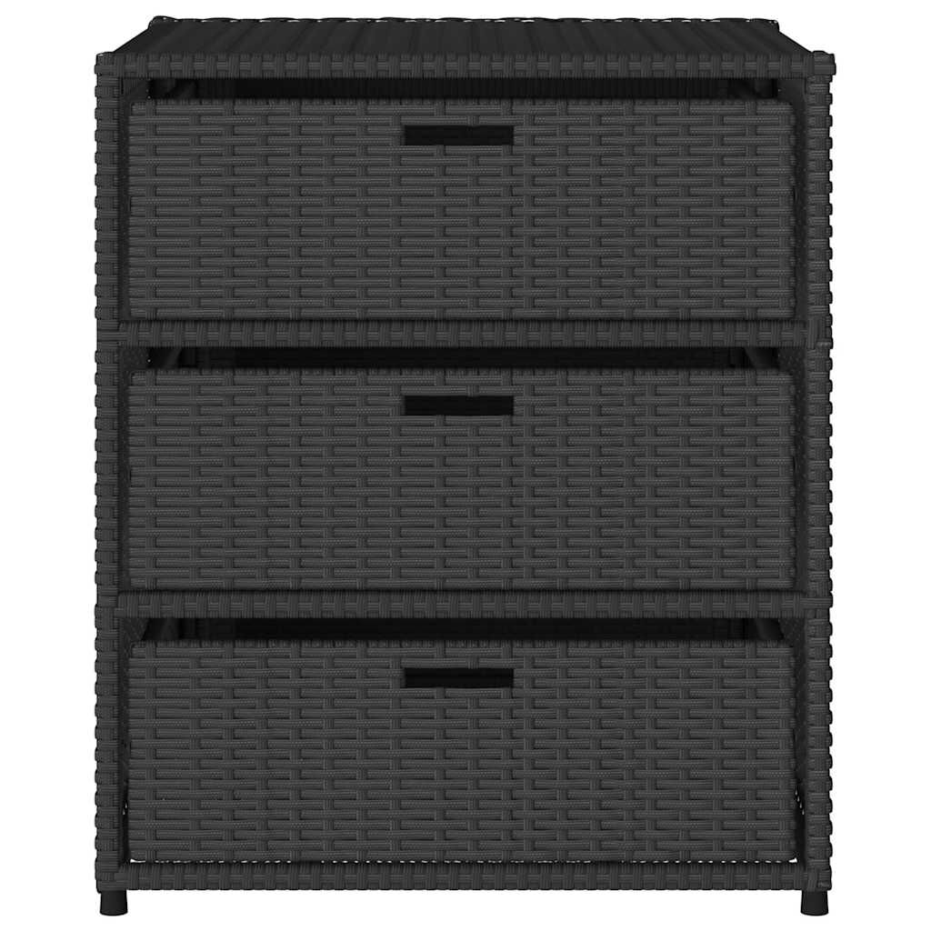 vidaXL Garden Storage Cabinet Black 55x59x69 cm Poly Rattan