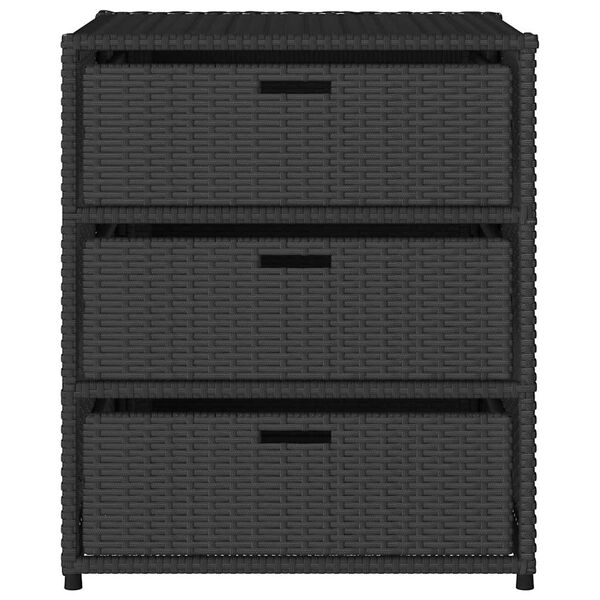 vidaXL Garden Storage Cabinet Black 55x59x69 cm Poly Rattan