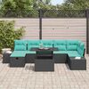 vidaXL Garden Sofa Set Height-Adjustable 8 pcs Black Poly Rattan