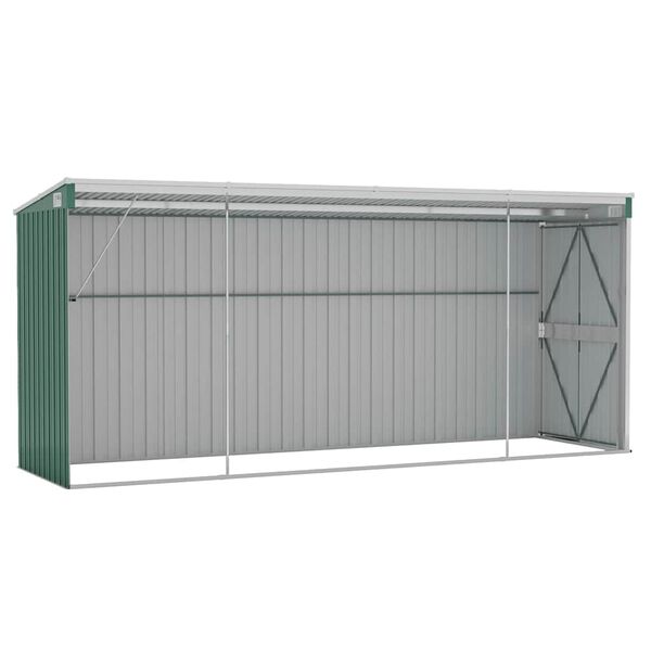 vidaXL Wall-mounted Garden Shed Green 118x382x178 cm Galvanised Steel