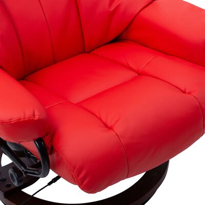 vidaXL Massage Reclining Chair Red Faux Leather and Bentwood