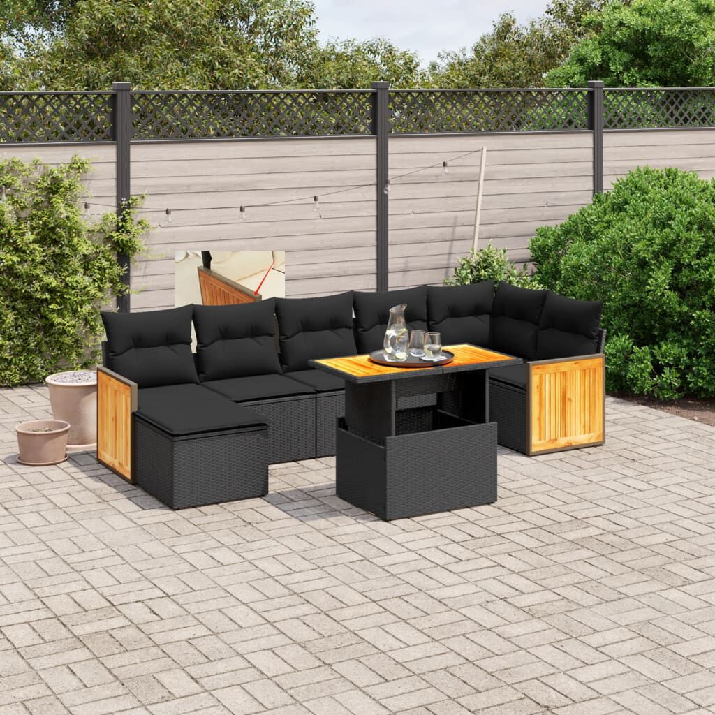 vidaXL 8 Piece Garden Sofa Set with Cushions Grey Poly Rattan