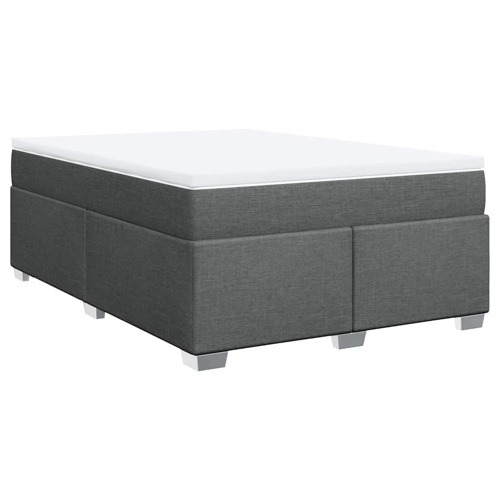 vidaXL Box Spring Bed with Mattress Dark Grey Full Fabric