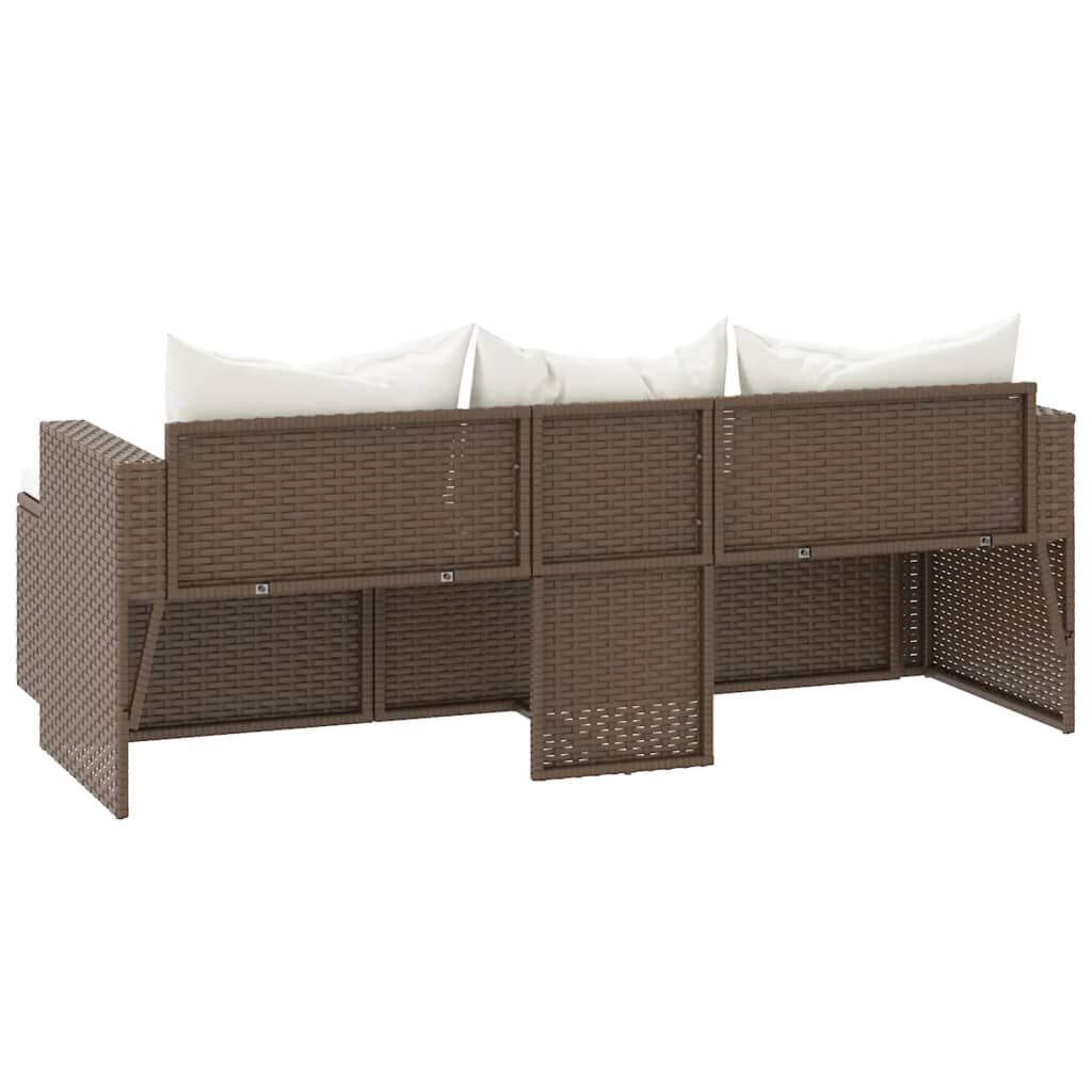 vidaXL Garden Lounge Set Brown Poly Rattan