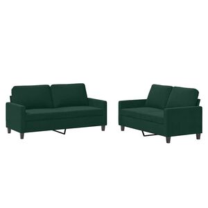 vidaXL 2 Piece Sofa Set with Cushions Dark Green Velvet