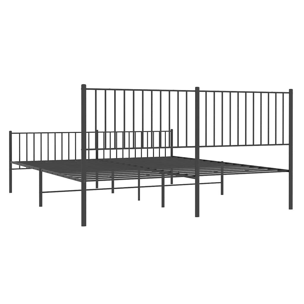 vidaXL Metal Bed Frame without Mattress with Footboard Black 183x213cm