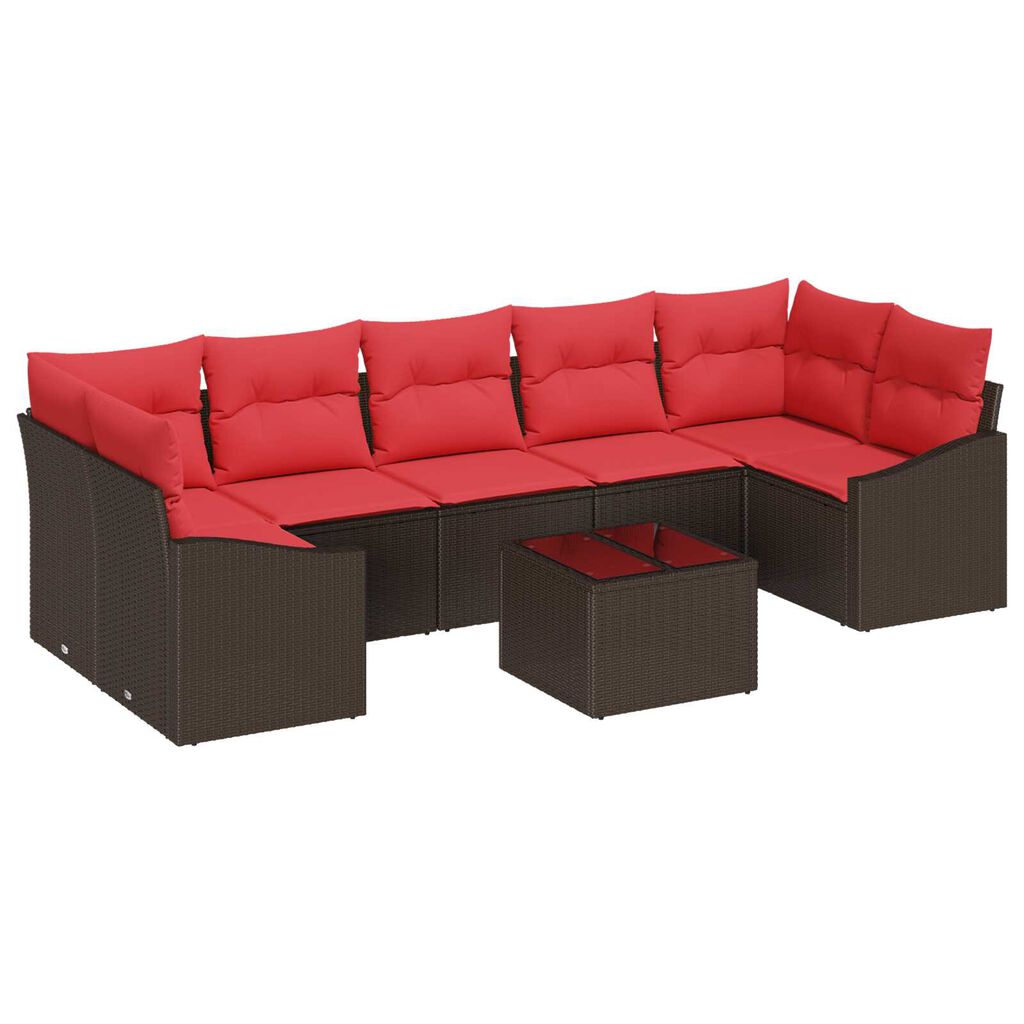 vidaXL 8 Piece Garden Sofa Set with Cushions Brown Poly Rattan