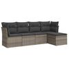 vidaXL 5 Piece Garden Sofa Set with Cushions Grey Poly Rattan