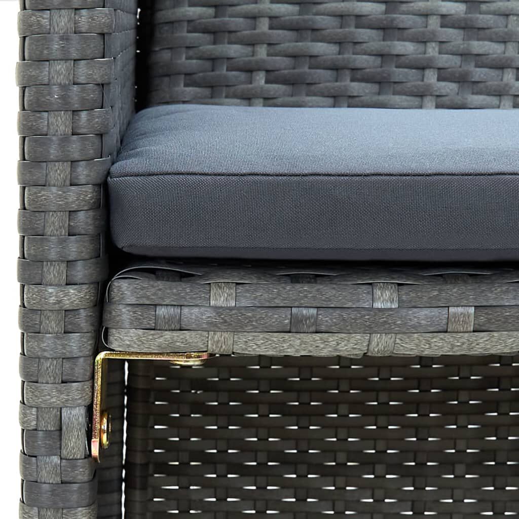 vidaXL 4 Piece Garden Lounge with Cushions Set Poly Rattan Grey