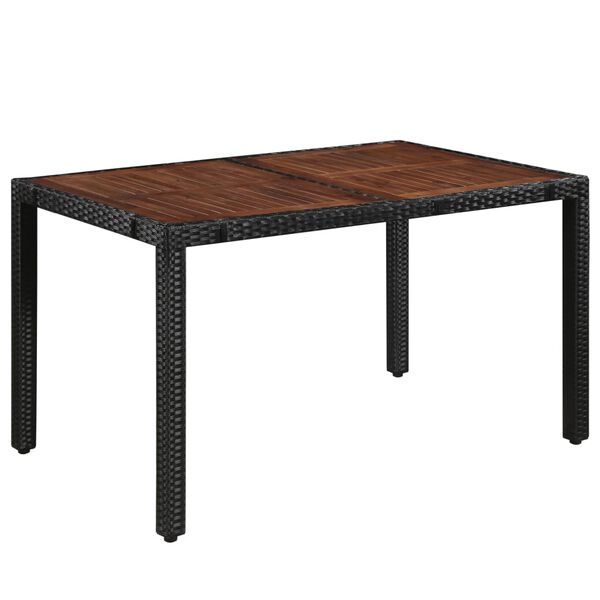 vidaXL 7 Piece Outdoor Dining Set Poly Rattan and Acacia Wood Black