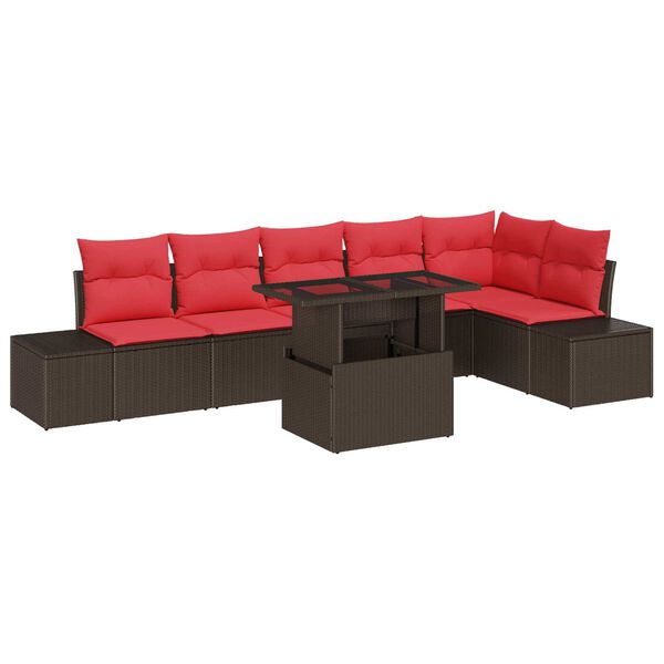 vidaXL Garden Sofa Set Manual 7 pcs Brown and red 100 x 55 x 73 cm