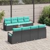 vidaXL Garden Sofa Set with Cushion 9 pcs Black Poly rattan