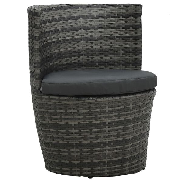 vidaXL 3 Piece Bistro Set with Cushions Poly Rattan Grey