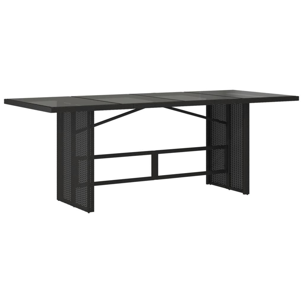 vidaXL Garden Table with Glass Top Black 190x80x75 cm Poly Rattan