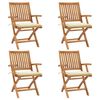 vidaXL Folding Garden Chairs with Cushions 4 pcs Solid Teak Wood