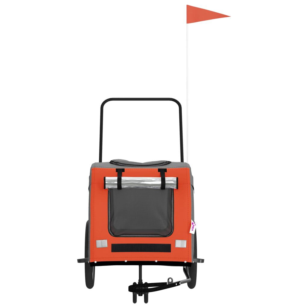 vidaXL Pet Bike Trailer Orange and Grey Oxford Fabric and Iron