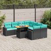 vidaXL 9 Piece Garden Sofa Set with Cushions Black Poly Rattan