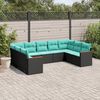 vidaXL 9 Piece Garden Sofa Set with Cushions Black Poly Rattan