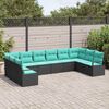 vidaXL Garden Sofa Set 10 pcs Black and Turquoise Poly Rattan
