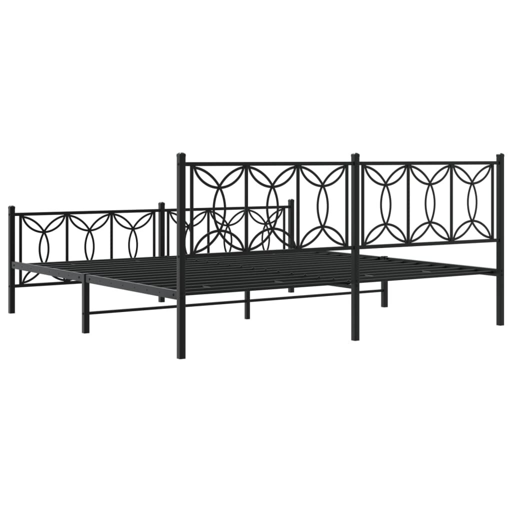 vidaXL Metal Bed Frame without Mattress with Footboard Black 193x203cm