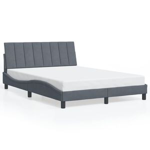 vidaXL Bed Frame without Mattress "Hanko" Dark Grey 137x190 cm Double Velvet