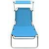 vidaXL Folding Sun Lounger with Canopy Steel Turquoise and Blue