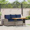 vidaXL Garden Sofa 3-Seater with Cushions&Table Grey Poly Rattan