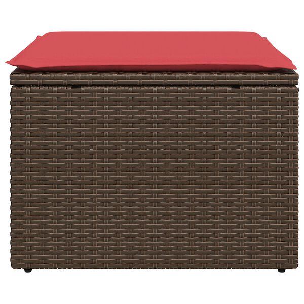 vidaXL Garden Stool with Cushion Brown 55x55x37 cm Poly Rattan