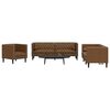 vidaXL 3 Piece Chesterfield Sofa Set with Bolsters Brown Faux Suede Leather