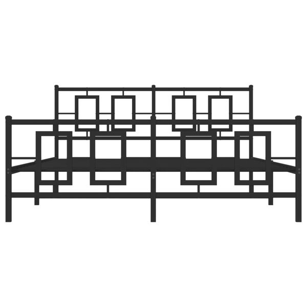 vidaXL Metal Bed Frame without Mattress with Footboard Black 150x200cm