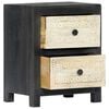 vidaXL Hand Carved Bedside Cabinet Grey 40x30x50 cm Solid Mango Wood